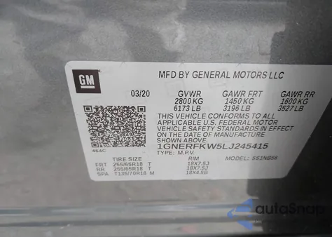 2020 Chevrolet Traverse Fwd Ls z USA, uszkodzony, nr VIN 1GNERFKW5LJ245415